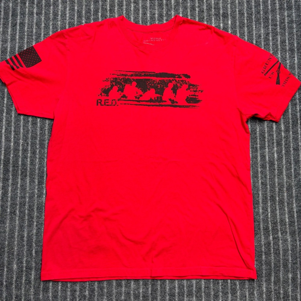 Grunt Style Mens XL Red R.E.D. Remember Everyone Deployed Graphic Tee (2485)